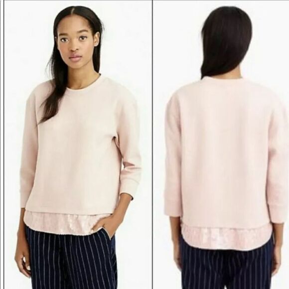 J. Crew Blush Pink Sequin-Trim Sweatshirt B7027 S Small - Picture 1 of 11
